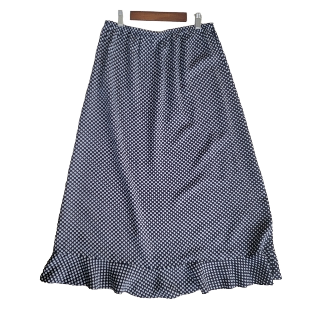 CHRISTOPHER & Banks Navy and White Polka Dot Ruffled Hem Skirt - Picture 4 of 6